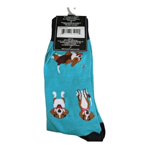 NWT Hound Dog teal background socks, size 6-12 - Picture 3 of 3